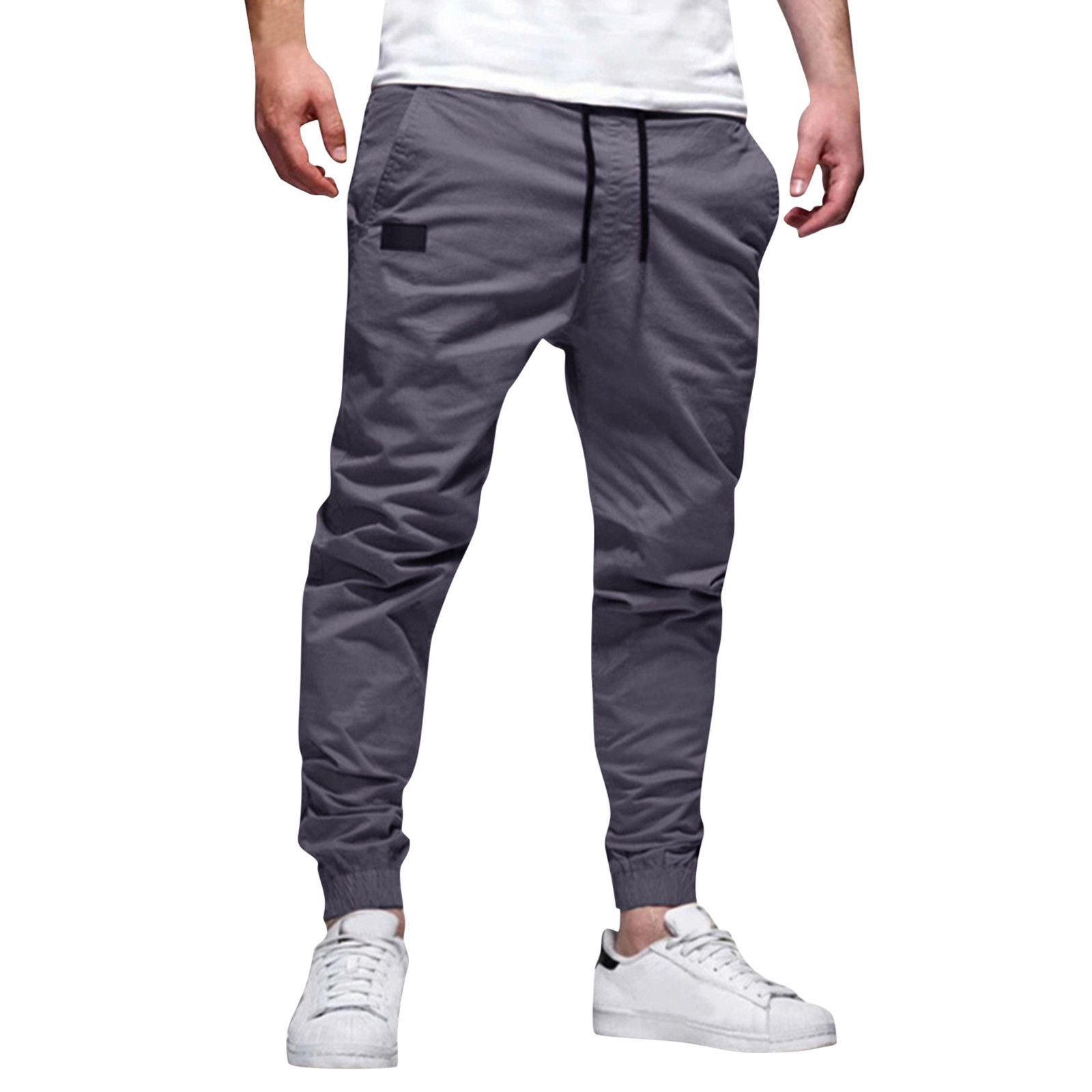 thumbnail image 3 of Pantalones informales de corte recto y cintura media para hombre - Largo completo, botones/bolsillos decorativos - Algodón - Tallas M-XXXL, 3 of 8